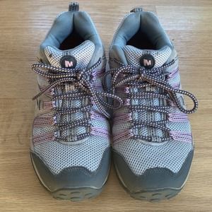 Merrell Womens Payette Pewter Pink Hike Sneakers Shoes Hiking Water Trail 7
